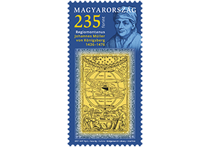 A képen a 550 éve érkezett magyarországra regiomontanus bélyeg látható