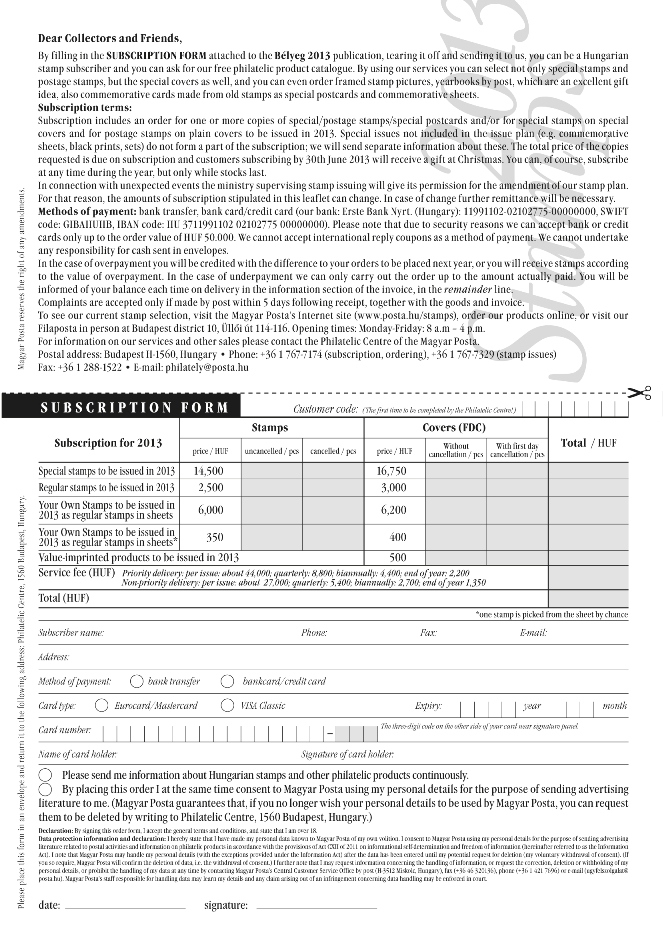 Magyar Posta Ltd. Special and Postage Stamps of the Magyar Posta to