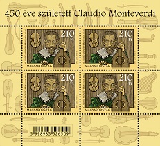 A képen a 450 éve született claudio monteverdi kisív látható