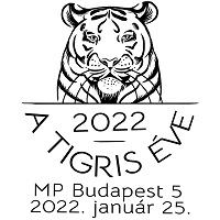 A képen A tigris éve 2022 bélyegzőlenyomat látható