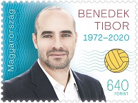 A képen az 50 ÉVE SZÜLETETT BENEDEK TIBOR bélyeg látható