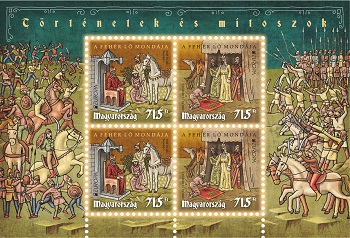 A képen az EUROPA2022: TÖRTÉNETEK ÉS MÍTOSZOK bélyegkisív látható