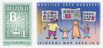 A képen  HUNFILEX 2022 BUDAPEST Bélyeg-világbajnokság – Ifjúsági nap  bélyeg  látható
