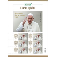 A képen a Ferenc pápa bélyeg látható