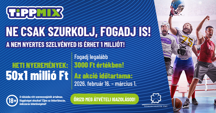 Tippmix - Ne csak szurkolj, fogadj is! A nem nyertes szelvényed is érhet 1 milliót!