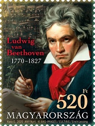 A képen a Ludvig van Beethoven bélyeg látható