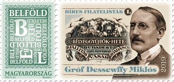 A képen a Híres filatelisták I.Gróf Dessewffy Miklós bélyeg látható