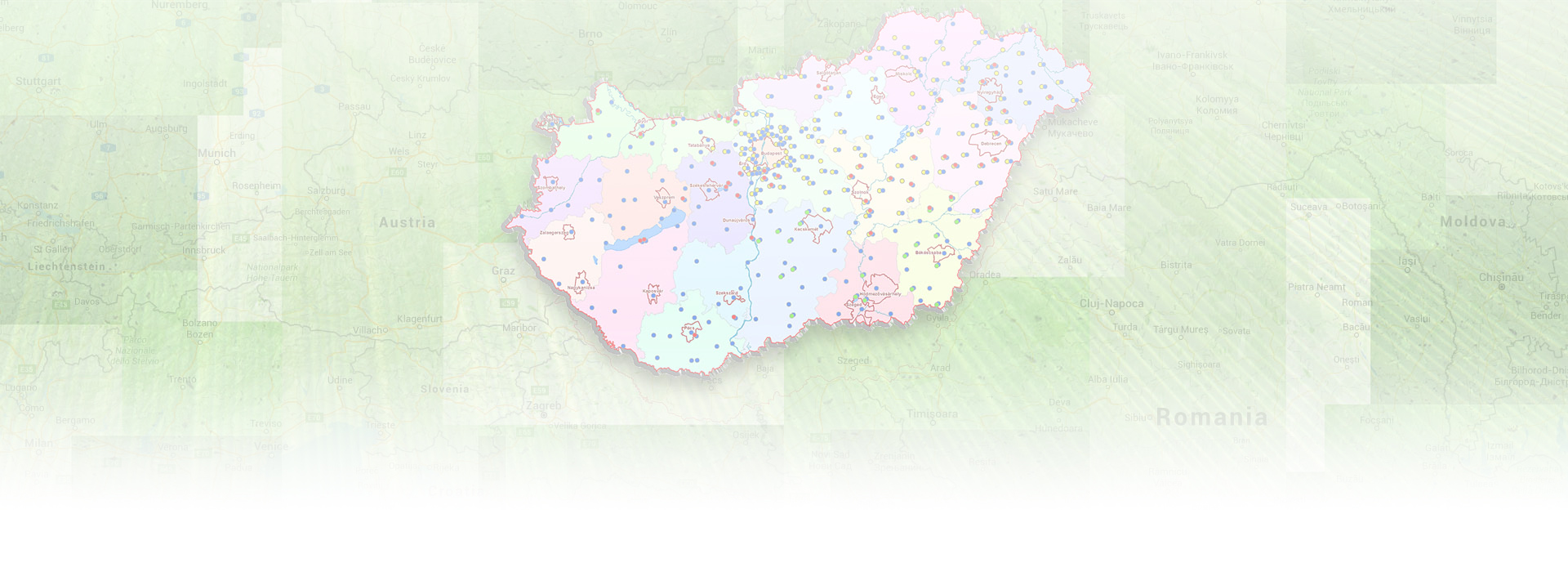 Közműszolgáltatói Ügyintézés. A képen Magyarország térképe látható.