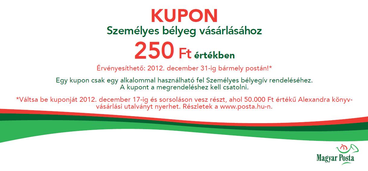 A képen a személyes bélyeg kupon látható