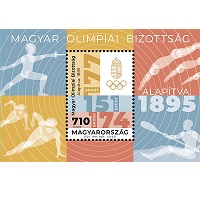 A képen a 125 éves a Magyar Olimpiai Bizottság bélyegblokk látható