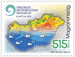 A képen az Országos Meteorológiai szolgálat bélyeg látható