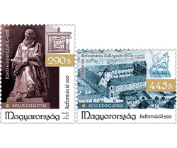 A képen a 500 éves a reformáció bélyegsor látható