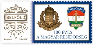 A képen a 100 éves a magyar rendőrség bélyeg látható