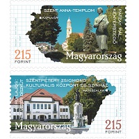 A képen a Tájak-városok II.: Kapuvár, Mátészalka bélyegsor látható