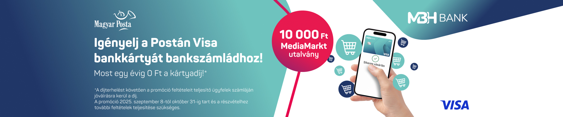 Igényelj a Postán Visa bankkártyát bankszámládhoz! Most egy évig 0 Ft a kártyadíj!