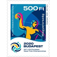 A képen a 34. LEN vizilabda-európa-bajnokság bélyeg látható