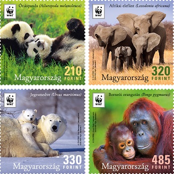 A képen a wwf magyarország: földünk ikonikus állatai bélyegsor látható