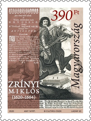 A képen a 400 éve születet Zrínyi Miklós bélyeg látható